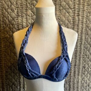 Braided Blue Halter Bra